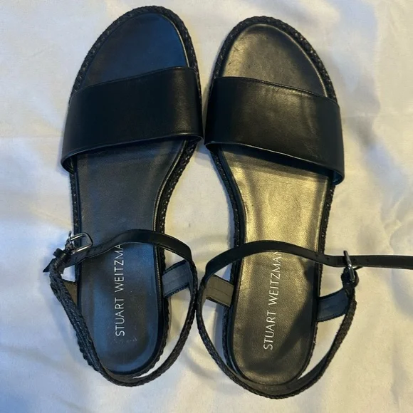 Stuart Weitzman Black Leather Sandals - Picture 4 of 5